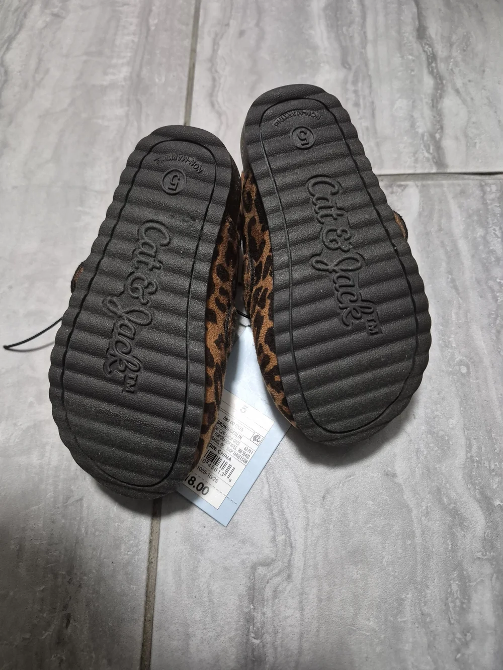 Cat & Jack Leopard Print Mary Jane Sandals - Brown & Black SZ 5